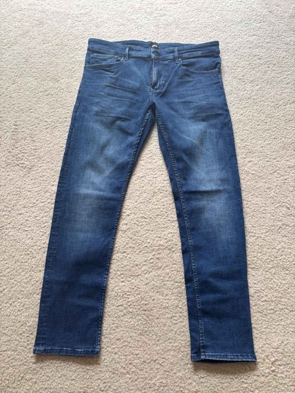 Hugo Boss Slim Straight Jeans in Dark Blue Fade